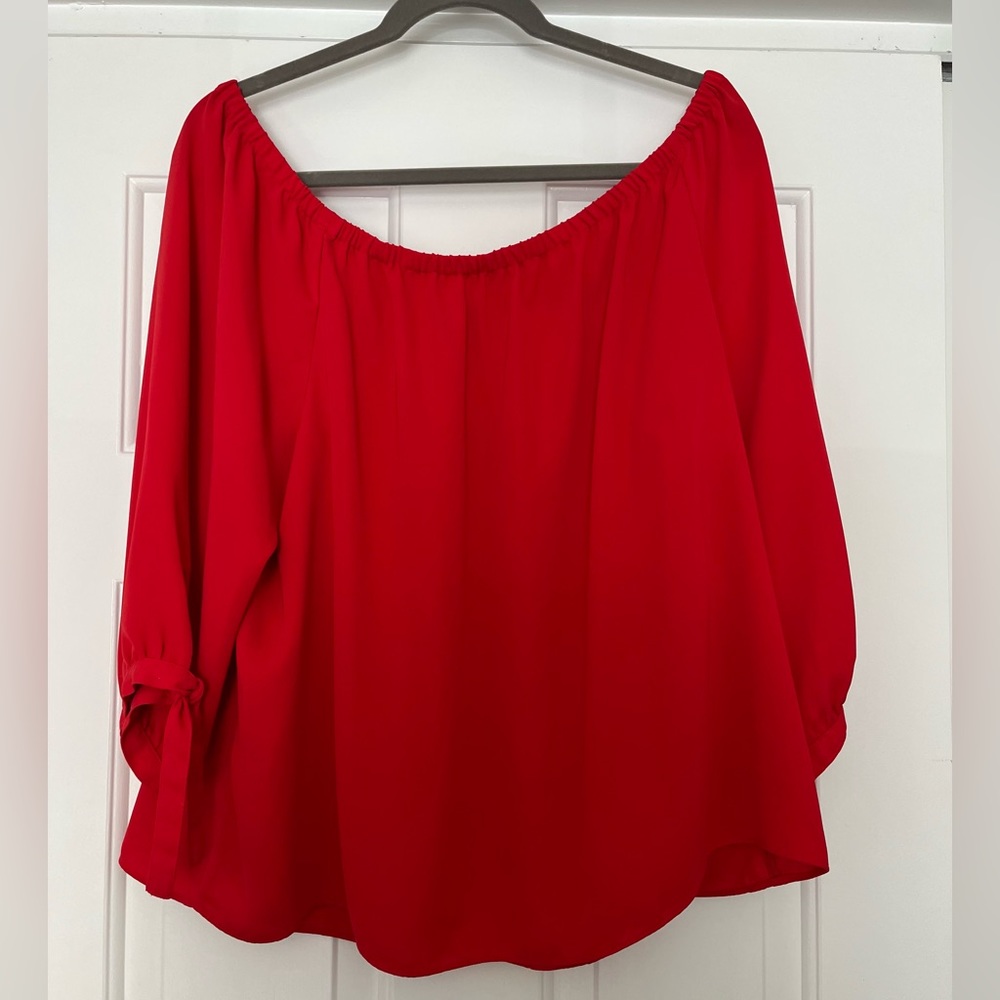 J.Crew Off The Shoulder Red Blouse
